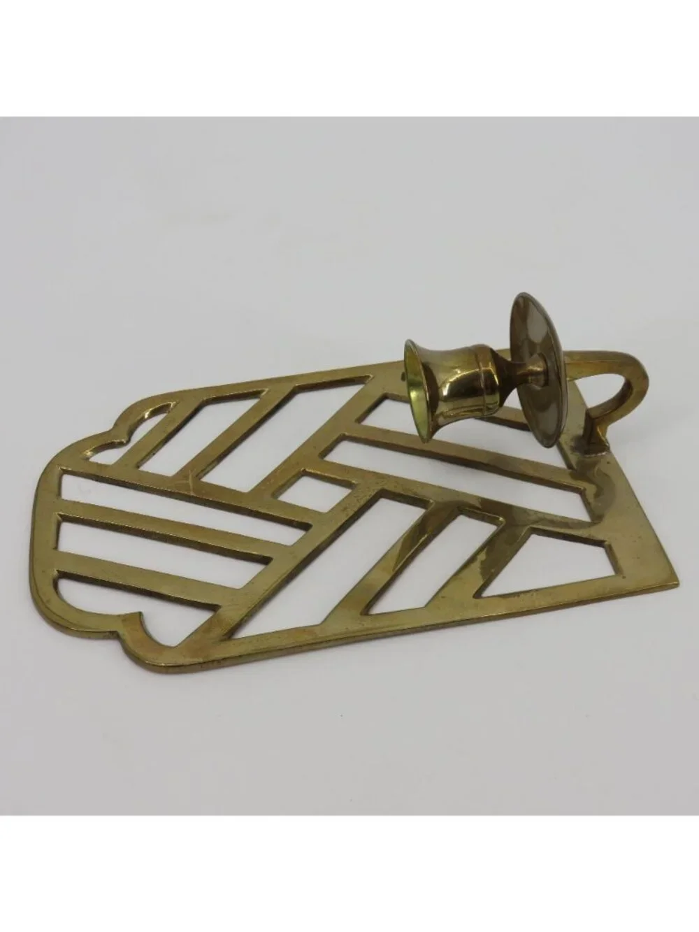 VTG Brass Metal Wall Sconce Candle Candlestick Holder Retro Geometric Hanging